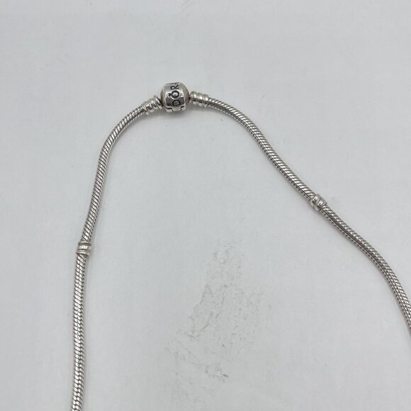 Pandora Style Silver Snake Chain Necklace With Colorful Murano Glass Beads w/Box - Picture 5 of 8